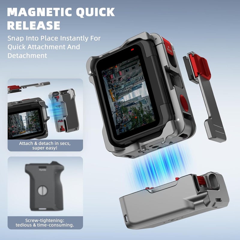 BRDRC Grip Kit for Insta360 Ace Pro 2 / Ace Pro (with Cage), Handle Holder Bundle Expansion Mount with Shutter Button, Quick Release, Cold Shoe for Insta 360 Ace Pro 2/Insta360 Ace Pro Accessories - Image 4